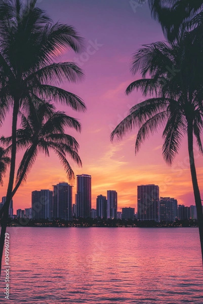 Obraz city skyline at sunset