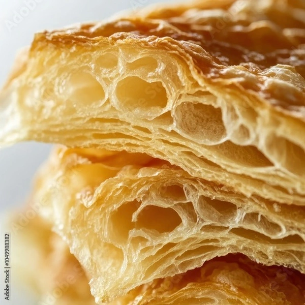 Obraz Close-up of flaky, golden pastry layers.