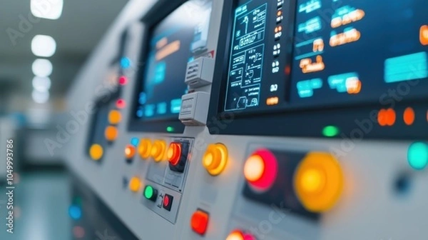 Fototapeta Detailed Control Panel of CT Scanner Technology