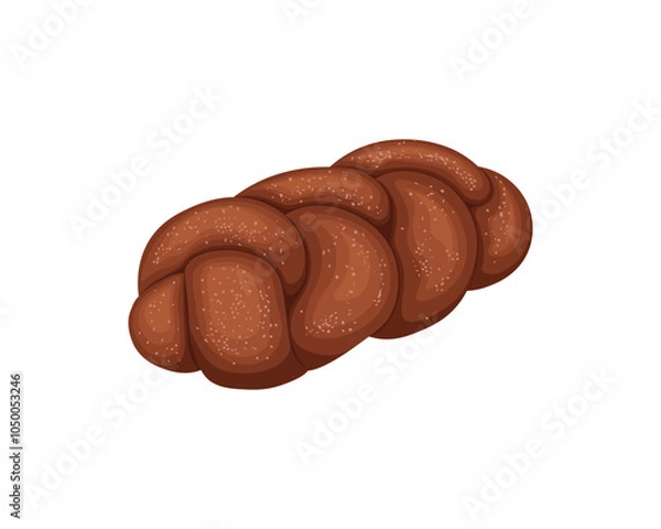 Fototapeta Challah. The bread is braided. Sweet flour dessert. A sesame bun. The vector illustration is isolated on a white background.