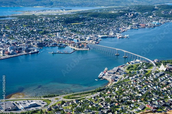 Fototapeta View over Tromso, Norway from Storsteinen viewpoint