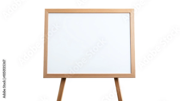 Fototapeta A simple blank whiteboard on a wooden easel, perfect for presentations, brainstorming, or creative planning sessions.