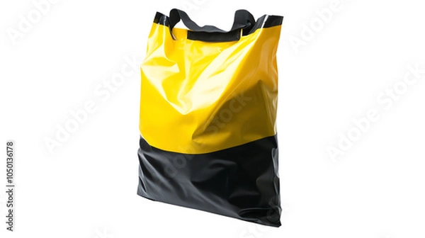 Fototapeta A vibrant yellow and black tote bag, perfect for shopping or everyday use, showcasing a stylish and functional design.
