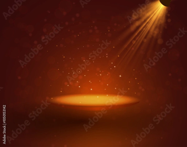 Obraz Theater stage with spotlights. Podium in the light of searchlights, the magic interior. vector.