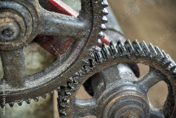 Fototapeta Two well oiled cogwheels