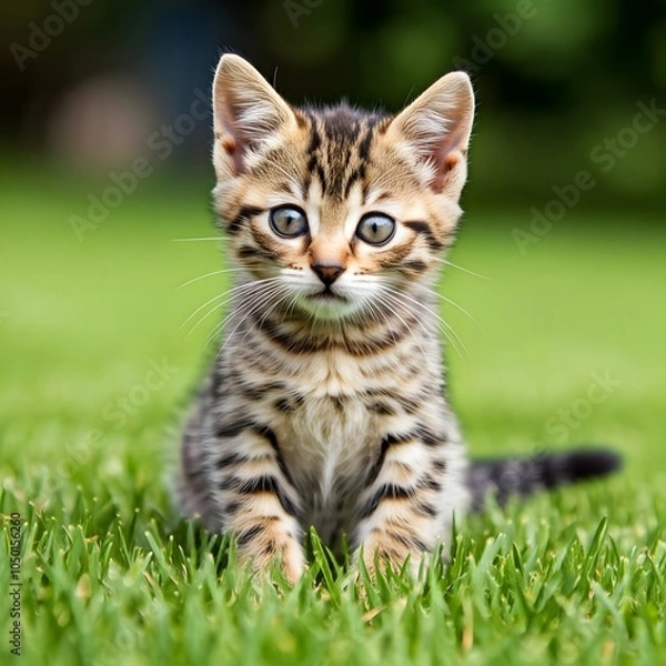 Obraz Cat sits on the grass