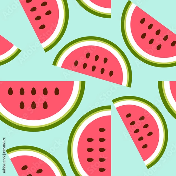Fototapeta Baby and kids style abstract geometric background, cute seamless pattern with watermelon