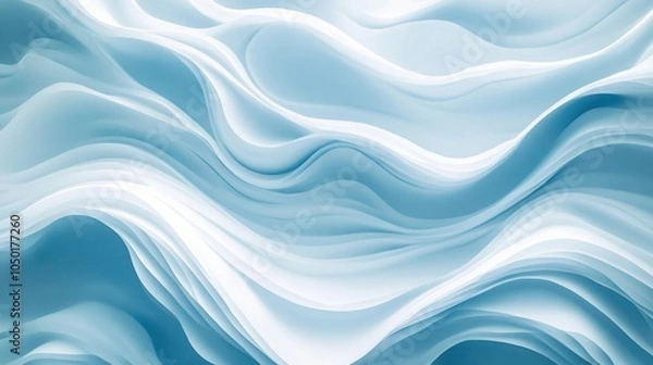 Fototapeta White and blue wave pattern creating calm visual effect