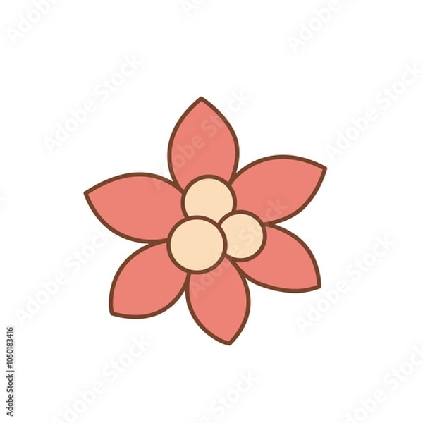 Obraz Traditional Christmas flower, Red poinsettia vector illustration