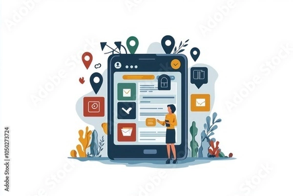 Fototapeta Modern User-Friendly Search Engine Layout with Icons and Copy Space for Marketing Design