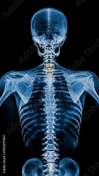 Fototapeta X-ray of human upper skeleton with blue light