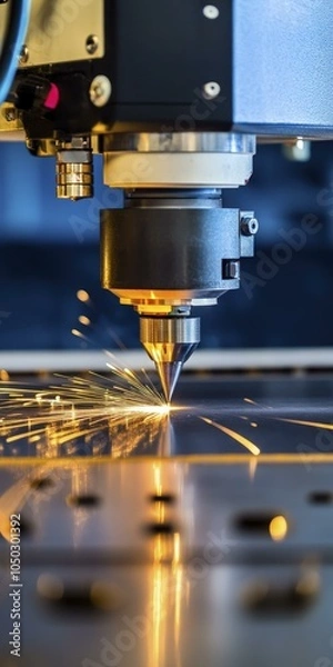 Fototapeta Laser Cutting Machine in Action: Precision Metal Fabrication
