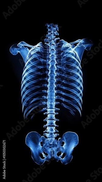 Obraz X-ray of human upper skeleton with blue light