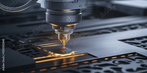 Fototapeta Precision Metal Cutting with CNC Machine: Industrial Automation and Design
