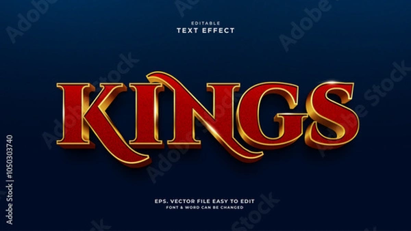 Fototapeta  Kings editable text effect 3d golden