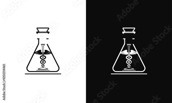 Obraz modern cool laboratory or lab icon for a medicine company or business. easy to customizable and clean AI-generated logo