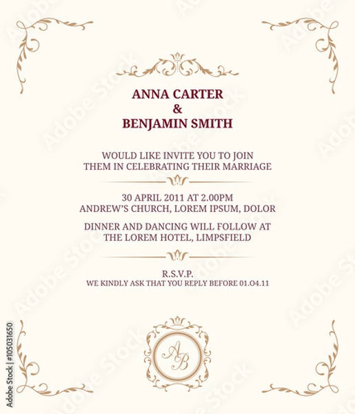 Obraz Wedding invitation with monogram