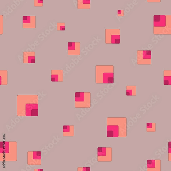 Fototapeta Square chaotic seamless pattern. Fashion graphic background design. Modern geometric stylish abstract texture. Colorful template for prints, textiles, wrapping, wallpaper, website VECTOR illustration