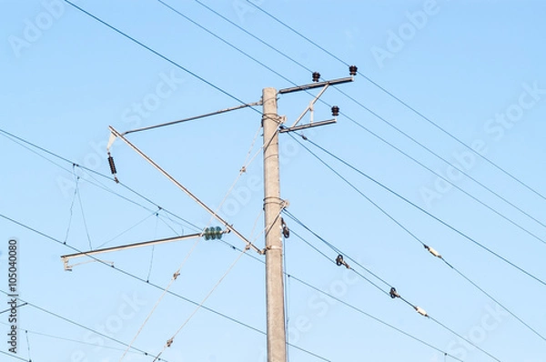 Fototapeta pole line high-voltage wire