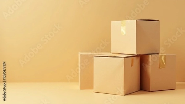 Fototapeta Elegant Display of Stacked Cardboard Boxes for Modern Shipping Needs