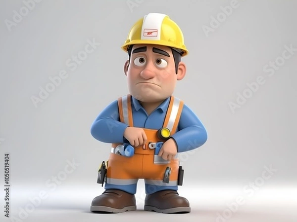 Fototapeta 3d worker with helmet in a trouble