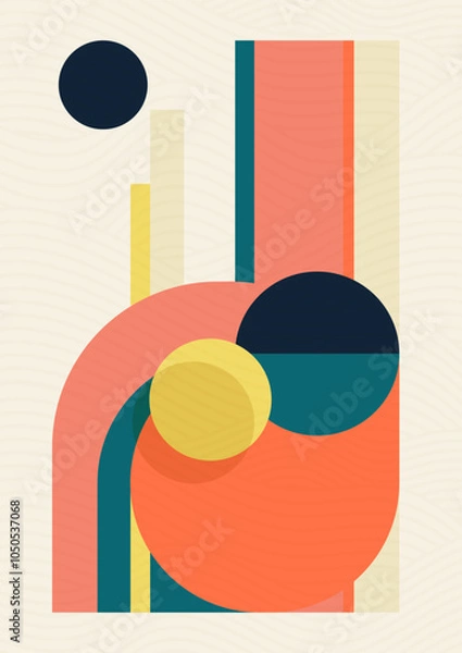 Obraz Vintage retro bauhaus design poster. Minimalist poster flat geometric colorful simple art