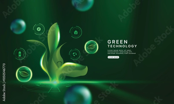 Fototapeta green technology futuristic and innovation background. Environment technology.Abstract technology background.Vector illustration.