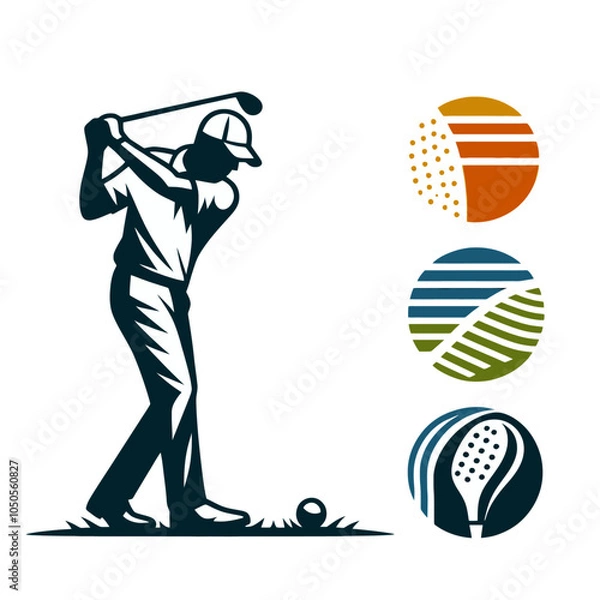 Fototapeta minimalistic golf player isolated vector illustration emblem 