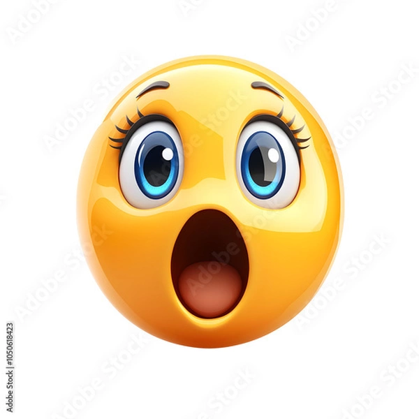Fototapeta Dumbfounded Cartoon Face with Exaggerated Surprised Expression on White Background