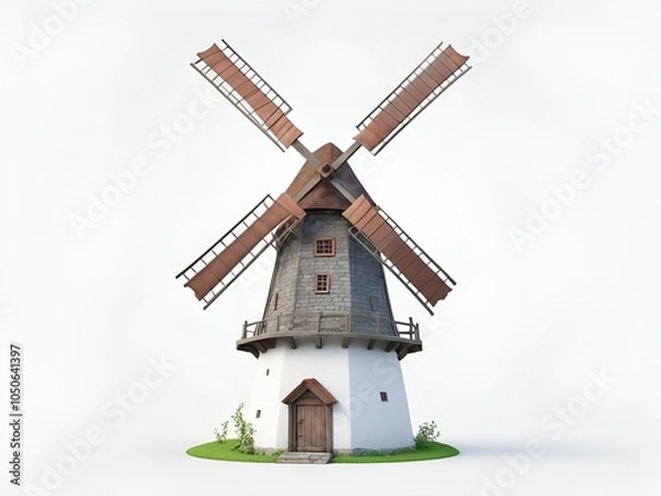 Obraz old windmill in white background