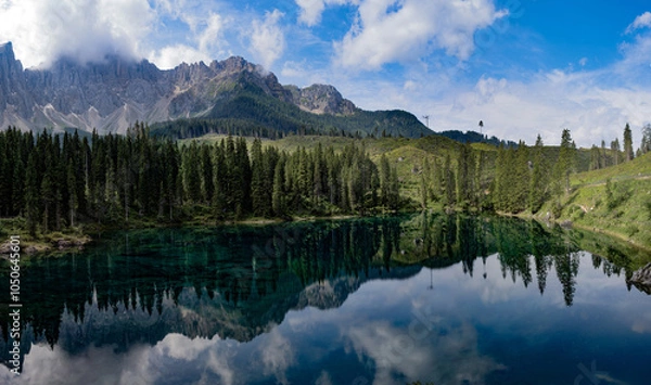 Obraz Carezza Lake in Italy, large panorama