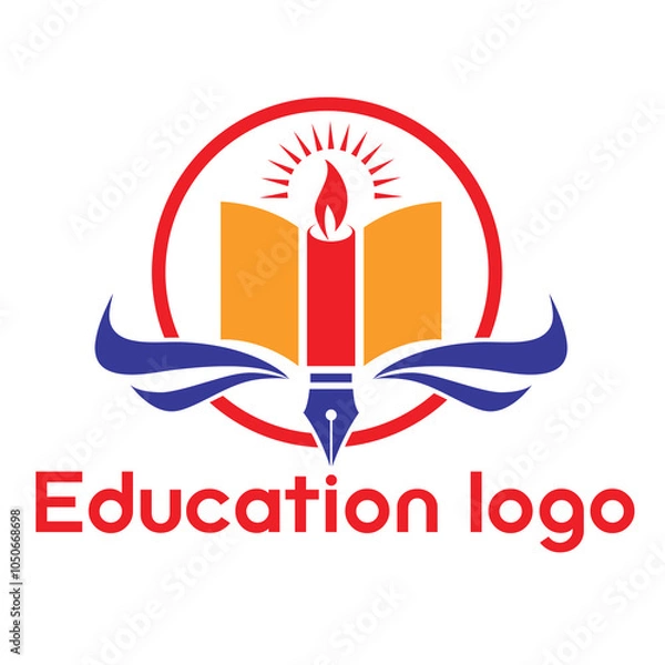 Fototapeta Education logo vector illustration eps file ,  sun symbol background, education symbolic logo vector design