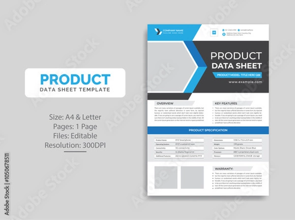 Obraz Product Data Sheet template design