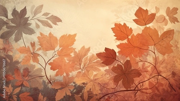 Fototapeta Enchanting autumn leaves background with a vintage feel and warm colours