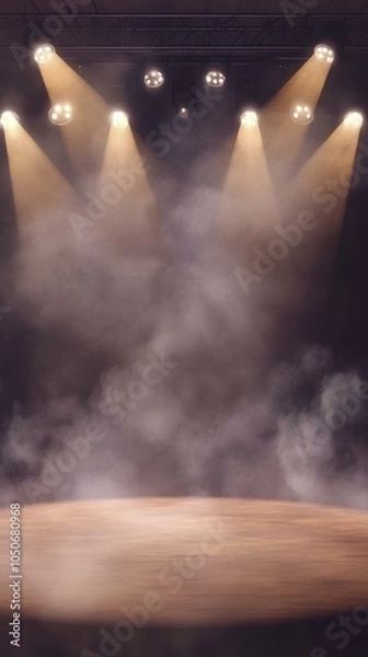 Fototapeta Stage Lights and Smoke: A Dramatic Background for a Concert or Show