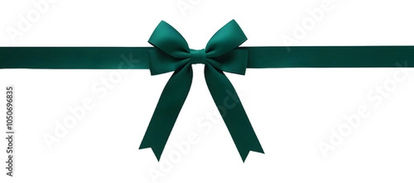 Obraz Green satin ribbon with bow isolated png on a transparent background
