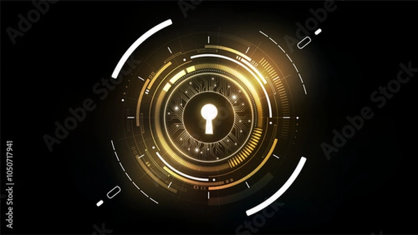 Fototapeta Glow keyhole abstract futuristic technology background with light and shiny, key of success solution, business concept, vector illustration