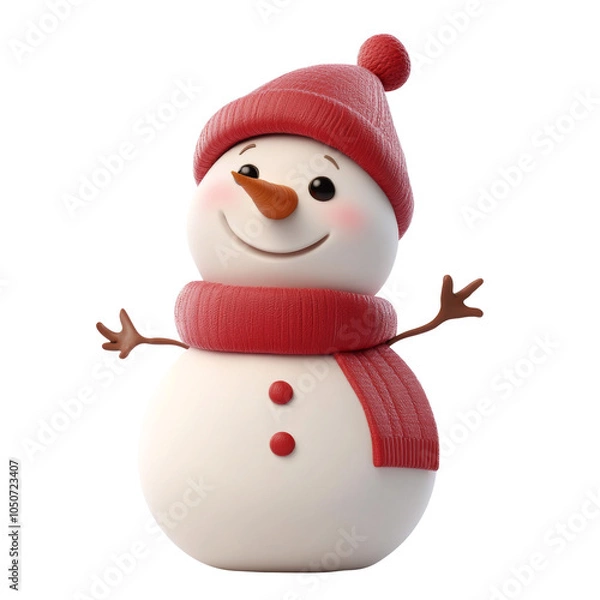 Fototapeta Christmas snowman isolated on white background. Generative AI