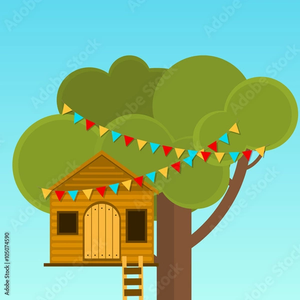 Obraz Tree House children's games. Playhouse on the tree. Secret place.