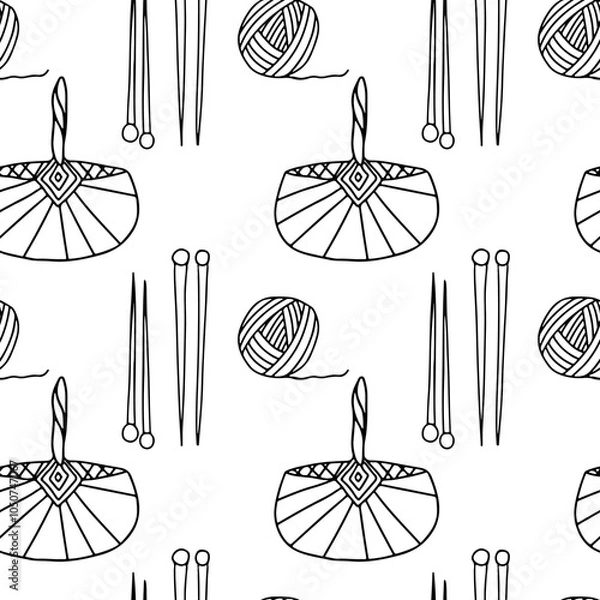 Obraz Knit spoke basket needlework doodle pattern vector
