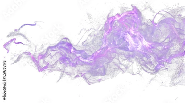 Obraz Abstract purple smoke with glittering stars, transparent background
