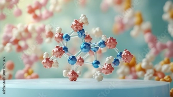 Obraz A scientific representation of the DHEA molecule, shown as a model against a light background