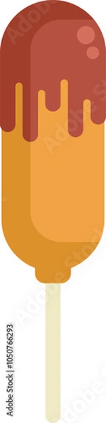 Fototapeta Simple vector illustration of a corn dog with mustard dripping down, ideal for projects related to food and snack
