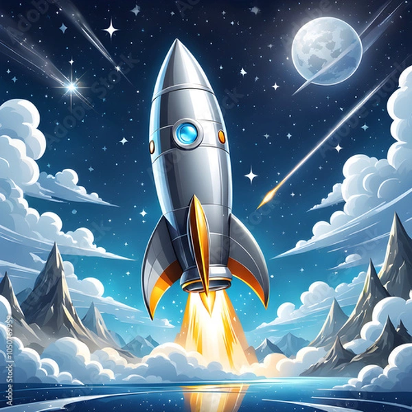 Fototapeta rocket lifting off