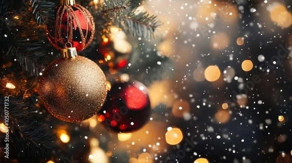 Fototapeta Christmas shiny sparkle banner composition background 