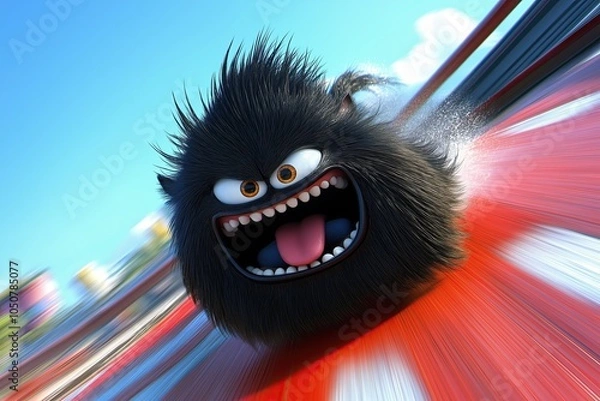 Fototapeta Animated hedgehog character with a mischievous grin, racing at high speed, full of energy and excitement, capturing a fun and action-packed scene