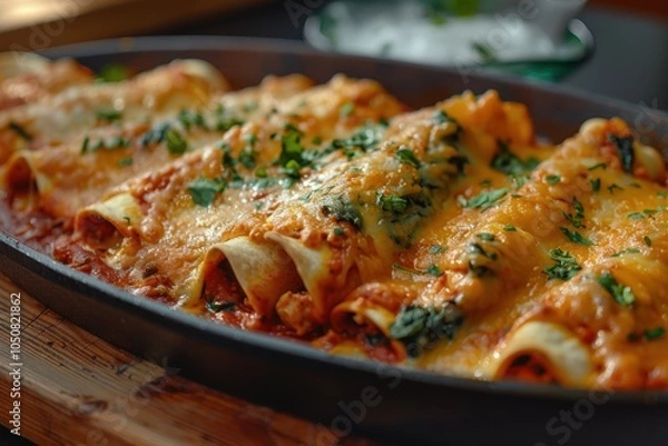 Fototapeta Baked Pasta with Spinach and Tomato Sauce: A Delicious and Easy Recipe