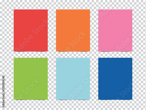 Obraz sticky notes and Multicolor post it notes with isolated on transparent background. blank Colored sticky, Multicolor post notes collection with curled corners and shadows style. Vector illustration