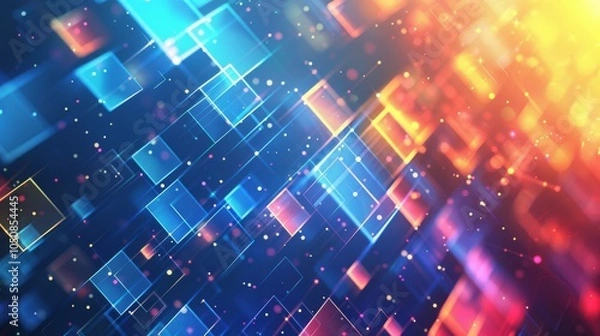 Obraz Abstract geometric squares on a gradient blue background, vector