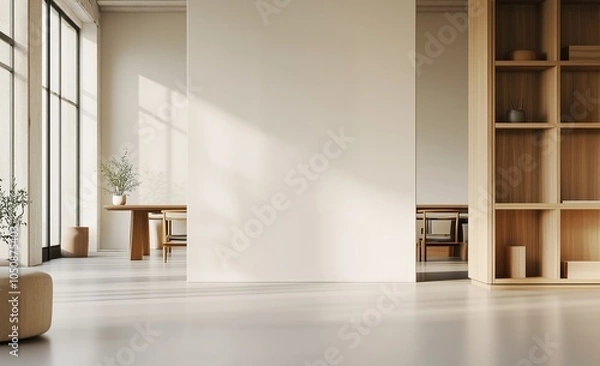Fototapeta Mock-up of white wall in modern office interior, empty space for your content